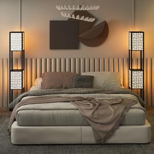 Costway Lampada da terra paralumi decorati e interruttore a pedale con 2 ripiani, Lampada da terra per soggiorno camera da letto Disegno a fiori