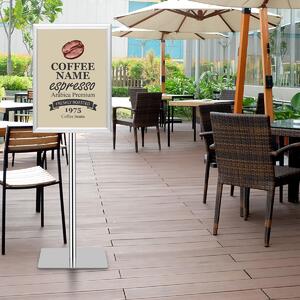 Costway A3 Espositore da terra autoportante poster stand girevole e regolabile 78,5-123cm in metallo, Set da 2 Argento