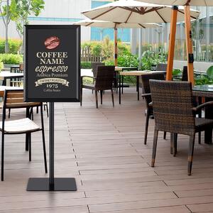 Costway A3 Espositore da terra autoportante poster stand girevole e regolabile 78,5-123cm in metallo, Set da 2 Nero