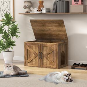 Costway Enclosure per lettiera per gatti con dopie porte scorrevoli, Casa decorativa per gatti da interno