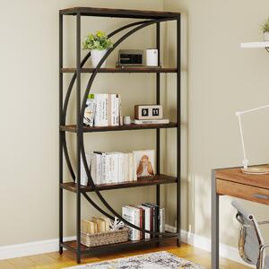 Costway Libreria indipendente con design a forma di arco struttura in metallo, Libreria moderno a 5 ripiani con ripiani aperti Nero