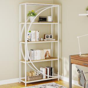 Costway Libreria indipendente con design a forma di arco struttura in metallo, Libreria moderno a 5 ripiani con ripiani aperti Bianco