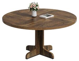 Tavolo rotondo per la sala da pranzo, diametro 120 cm, adatto per 4-6 persone. Tavolo da cucina con gambe curve. Finitura: legno nanmu dorato / legno caldo