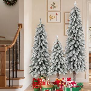 Costway Albero di natale set di 3 alberi artificiali da 90 cm 120 cm e 150 cm, Albero di natale con 115 207 e 275 rami innevati Bianco