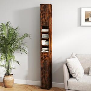 Costway Armadio da bagno alto slim con 1 cassetto di stoccaggio, Armadio da bagno 5 ripiani regolabili struttura antiscivolo Marrone