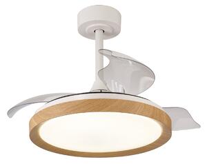 Ventilatore da soffitto Mistral Mini LED in legno, DC, silenzioso, CCT - Mantra Mantra Iluminación, Mistral Mini, dimmerabile, Legno, Soggiorno, Plastica, Moderno