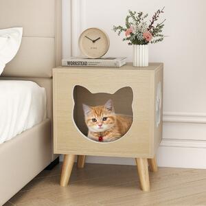 Costway Chiusura per lettiera gatto con buco e finestra a forma di zampa, Mobile moderno per gattini con parte superiore rimovibile