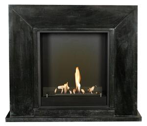 Caminetto a etanolo Xaralyn - Nero BIU-SBP - pietra naturale nera levigata - riscaldamento a 3 kW - caminetto da incasso incluso - caminetto decorativo