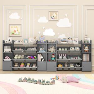 Costway Organizer di stoccaggio grande con 8 cestini removibili per giochi, Organizer armadio di stoccaggio per cameretta e camera Grigio chiaro