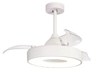 Ventilatore da soffitto LED Coin Mini bianco, alimentazione CC, silenzioso, Ø Mantra Iluminación, Coin Mini, dimmerabile, Bianco, Soggiorno, Plastica, Moderno