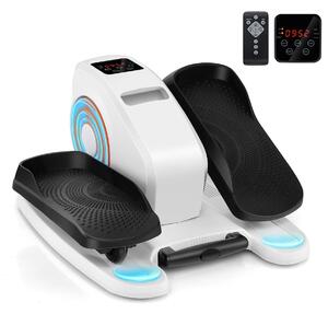 Costway Macchina ellittica da scrivania con monitor display controllo remoto, Pedaliera elettrica silenziosa per anziani Bianco