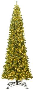 Costway Decorazione natalizia per interni ed esterni con 2536 rami in PVC, Albero di Natale artificiale pre-illuminato