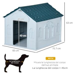 PawHut Cuccia per Cani di Taglia Media e Piccola max 20kg in PP Impermeabile, 65x75.7x63 cm, Blu
