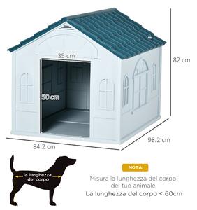 PawHut Cuccia per Cani di Taglia Media e Grande max 30kg in PP Impermeabile, 84.2x98.2x82cm, Blu