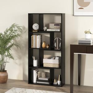 Costway Libreria geometrica a 4 ripiani da 120cm, Organizzatore di stoccaggio moderno con 8 cubi in legno per soggiorno Nero