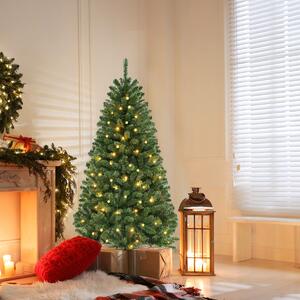 Costway Albero di natale da 180 cm artificiale 568 punte di rami in pvc, Albero di natale con 28 modalità di illuminazione e guanti Verde