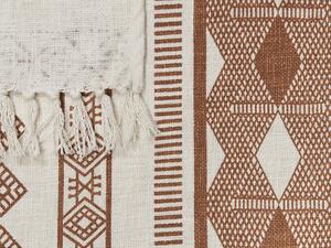 Coperta beige marrone cotone 130 x 180 cm copriletto kilim africano motivo frange accento pezzo Beliani