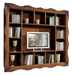Parete porta tv sospesa con cornice 14 vani legno bassano 235x37x192