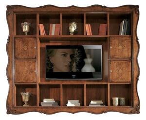 Parete porta tv a cornice 14 vani con porte legno bassano 235x37x192