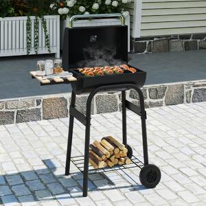 Costway Barbecue a carbone a botte portatile da esterno tavolo pieghevole laterale, Barbecue a carbone campeggio picnic Nero
