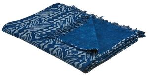 Coperta in cotone blu navy 130 x 180 cm copriletto motivo geometrico stampa africana camera da letto soggiorno Beliani