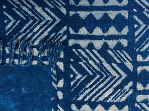 Coperta in cotone blu navy 130 x 180 cm copriletto motivo geometrico stampa africana camera da letto soggiorno Beliani