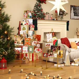 Costway Portacarte supporto per foto a forma di albero di natale con clip rotonde, Portacarte portaoggetti in metallo da appendere