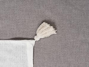 Coperta in cotone grigio 130 x 180 cm copriletto moderno motivo chevron frange soggiorno camera da letto Beliani