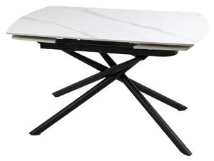 Tavolo moderno allungabile piano ceramica effetto marmo bianco 130x80x78