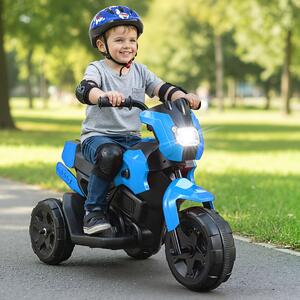 Costway Moto per bambini a 3 ruote 6v con fari led ha pedale a piedi, Moto per bambini è un veicolo elettrico da 37 a 72 mesi Blu