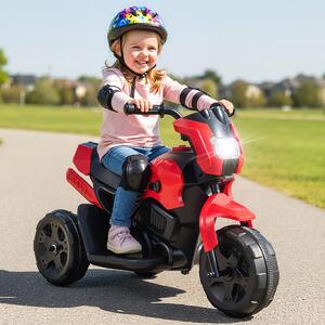 Costway Moto per bambini a 3 ruote 6v con fari led ha pedale a piedi, Moto per bambini è un veicolo elettrico da 37 a 72 mesi Rosso