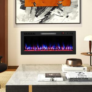 Costway Caminetto elettrico con 12 colori per la fiamma e 5 livelli di luminosità, Riscaldatore con controllo tramite APP e telecomando