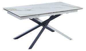 Tavolo moderno allungabile piano pietra marmo bianco 160x90x78