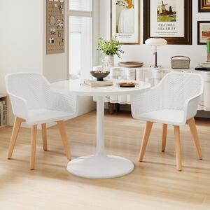 Costway Set di sedie da pranzo moderne in plastica da 2 pezzi con gambe in legno, Sedie da pranzo per sala da pranzo