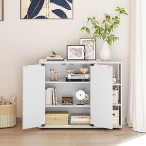 Costway Mobiletto per scarpe con ante in legno autonomo per ingress, Scaffale porta scarpe a 3 ripiani con mensole regolabili Bianco