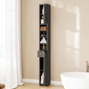Costway Armadio da bagno alto slim con 1 cassetto di stoccaggio, Armadio da bagno 5 ripiani regolabili struttura antiscivolo Grigio