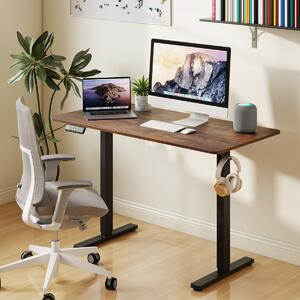 Costway Scrivania elettrica ergonomica con 3 memorie di altezza e protezione anti-collisione, Scrivania regolabile in altezza Marrone