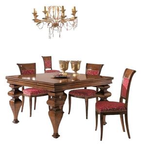 Tavolo quadrato allungabile classico legno tinta noce 128x128x78