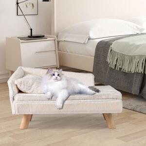 Costway Divanetto per animali letto elevato cani taglia media e piccola, Divanetto per animali schienale alto sedia per gatti interno Bianco