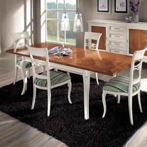 Tavolo rettangolare allungabile legno shabby bicolore 160x90x78