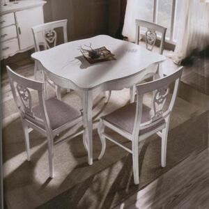 Tavolo quadrato fisso legno bianco shabby 100x100x78