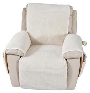 Elzusha - Poltrone relax "Sherpa" color crema, dimensioni 56x207 cm, con base antiscivolo
