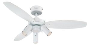 Ventilatore con luce Jet Plus, a 3 luci, bianco/legno, Westinghouse Westinghouse, Jet Plus, Bianco, Soggiorno, Legno, Industriale