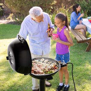 Costway Griglia elettrica per bbq portatile con supporto rimovibile antiaderente, Griglia per uso interno ed esterno