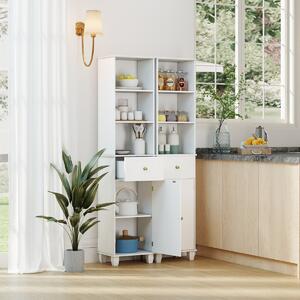 Costway Mobile bagno alto mobiletto stretto da pavimento con 3 ripiani aperti, Mobile unità di stoccaggio indipendente Bianco