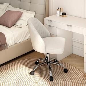 Costway Sedia da ufficio sedia da scrivania moderna senza braccioli con schienale curvo, Sedia regolabile in altezza Beige