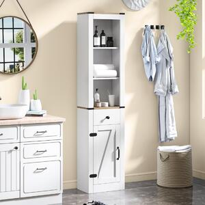 Costway Armadietto da bagno alto 173 cm organizzatore stretto con cassetto, Armadietto da bagno soggiorno e cucina Bianco