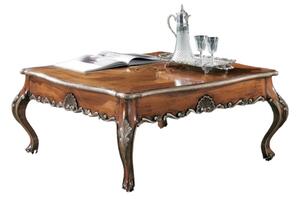 Tavolino quadrato classico legno intarsio bassano argento 104x104x48