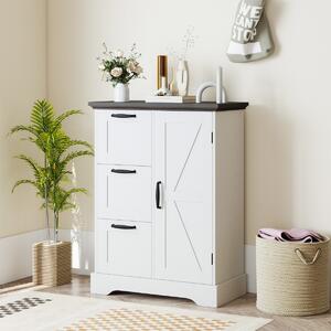 Costway Mobile da pavimento mobile accentato rustico con porta da fienile, Mobile credenza indipendente per cucina Bianco