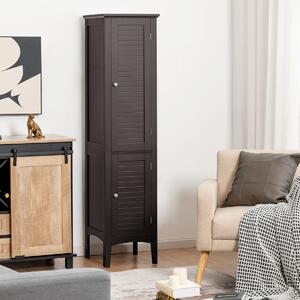 Costway Mobile bagno alto con 2 ante 5 vani, Colonna bagno da terra salvaspazio 37x37x160cm Caffè